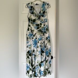 Banana Republic Blue and Green Asymmetrical Maxi dress